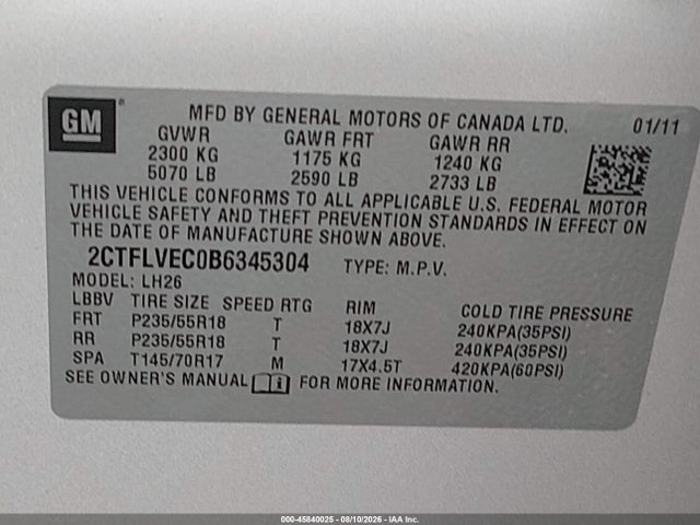 2011 Gmc Terrain Slt-1 მანქანა იყიდება აუქციონზე, vin: 2CTFLVEC0B6345304, აუქციონის ნომერი: 45840025