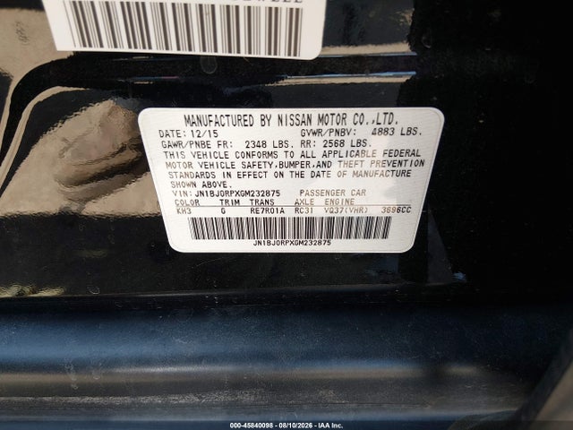 2016 Infiniti Qx50 მანქანა იყიდება აუქციონზე, vin: JN1BJ0RPXGM232875, აუქციონის ნომერი: 45840098