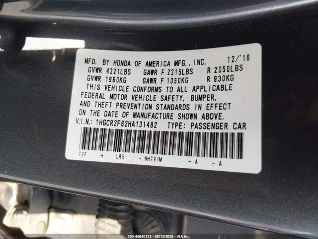 1HGCR2F82HA131482 Honda Accord Ex-l