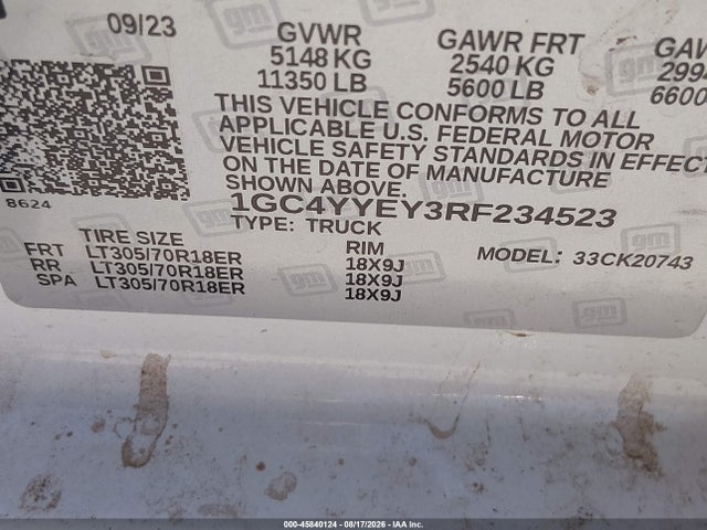 45840124 :رقم المزاد ، 1GC4YYEY3RF234523 vin ، 2024 Chevrolet Silverado 2500hd 4wd  Standard Bed Zr2 مزاد بيع