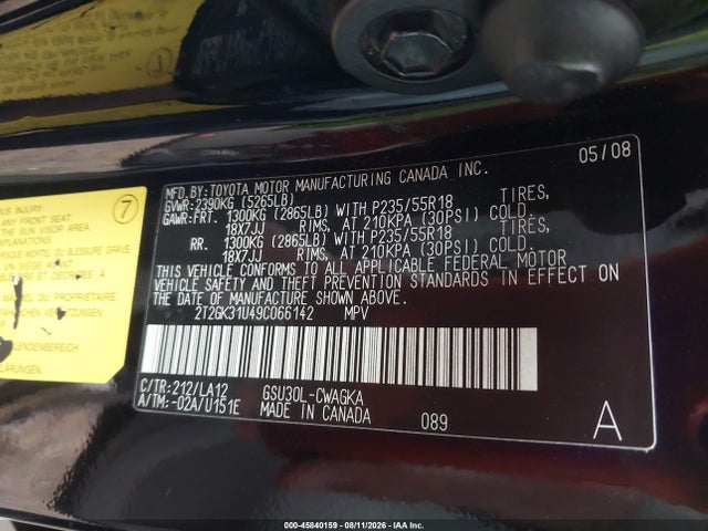 Aukcja sprzedaży 2009 Lexus Rx 350, vin: 2T2GK31U49C066142, numer aukcji: 45840159