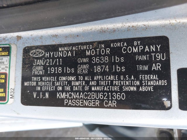 Продажа на аукционе авто 2011 Hyundai Accent Gls, vin: KMHCN4AC2BU621360, номер лота: 45840185