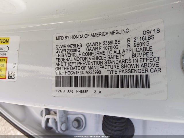 1HGCV1F34JA235990 Honda Accord Sport