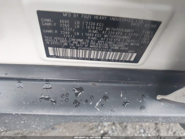 Aukcja sprzedaży 2010 Subaru Outback 3.6r Limited, vin: 4S4BRDKC2A2314716, numer aukcji: 45840214