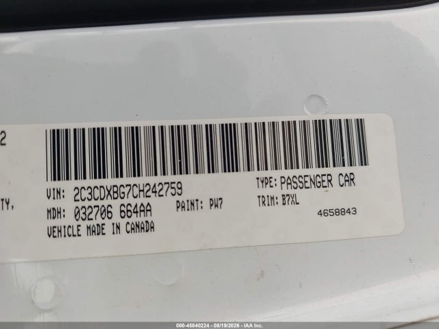 Продаж на аукціоні авто 2012 Dodge Charger Se, vin: 2C3CDXBG7CH242759, номер лоту: 45840224