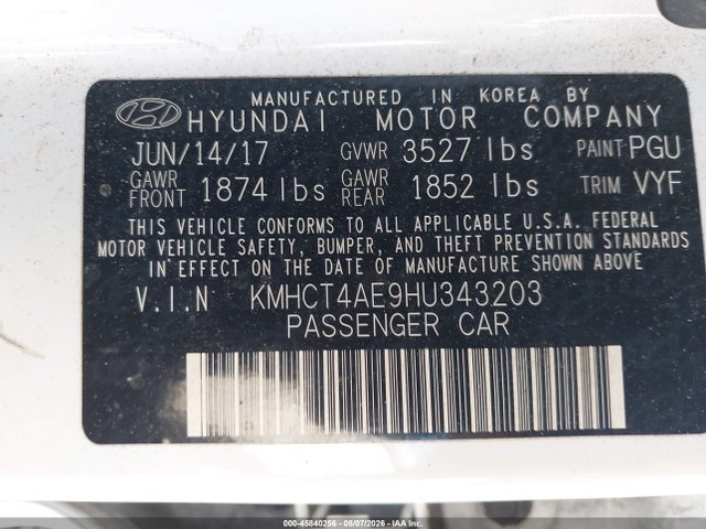 Hyundai ACCENT SE 2017 KMHCT4AE9HU343203 Image 9