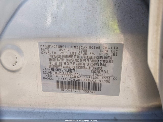 Nissan Versa 1.6 Sr 2024 3N1CN8FV7RL903751 Image 9