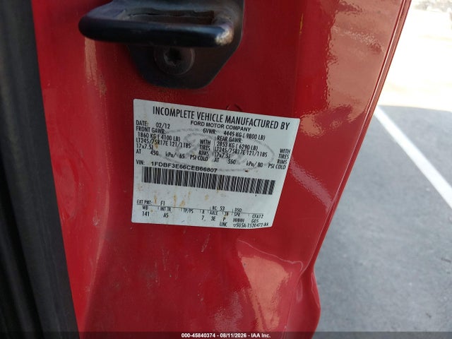 45840374 :رقم المزاد ، 1FDBF3E66CEB66807 vin ، 2012 Ford F-350 Chassis Xl مزاد بيع