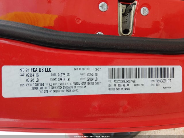 Aukcja sprzedaży 2018 Dodge Charger Sxt Rwd, vin: 2C3CDXBG9JH157726, numer aukcji: 45840405