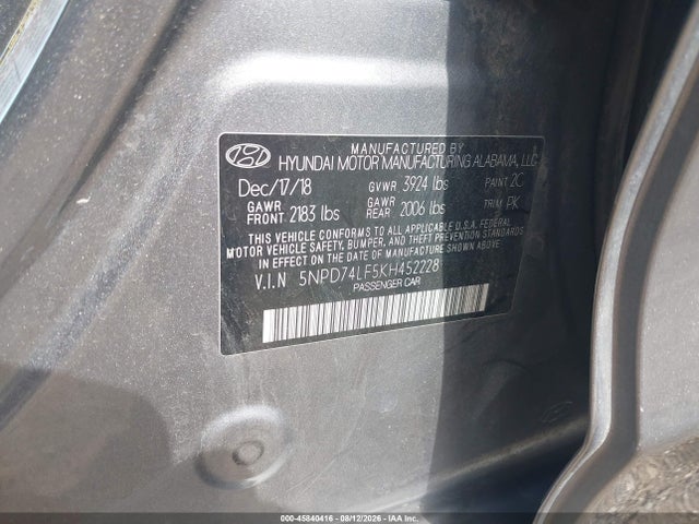 Hyundai ELANTRA SE 2019 5NPD74LF5KH452228 Image 9