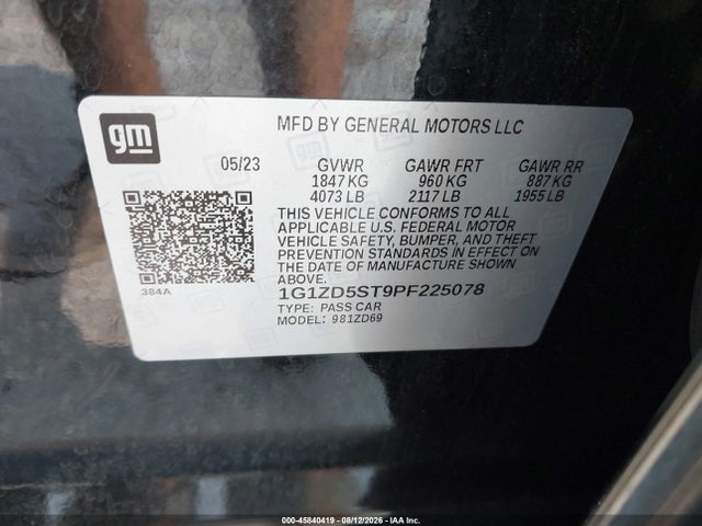 Auction sale of the 2023 Chevrolet Malibu Fwd 1lt, vin: 1G1ZD5ST9PF225078, lot number: 45840419