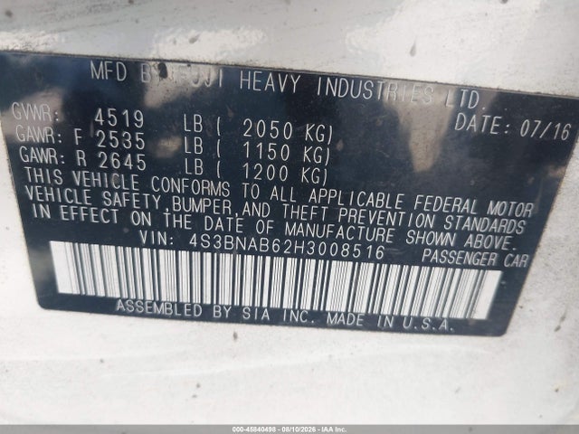 Subaru Legacy 2.5i 2017 4S3BNAB62H3008516 Image 9