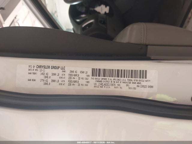 Продаж на аукціоні авто 2012 Dodge Durango Sxt, vin: 1C4RDJAG3CC172670, номер лоту: 45840517