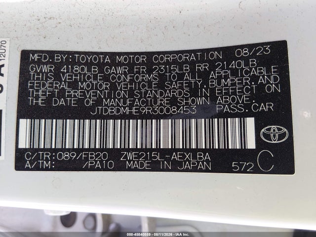JTDBDMHE9R3008453 Toyota Corolla Hybrid Le