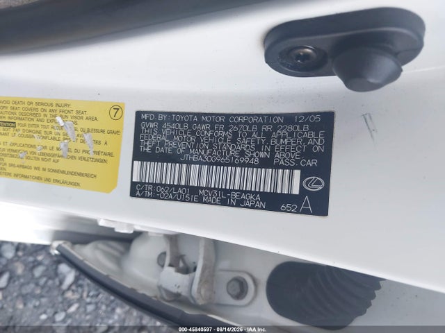 Продаж на аукціоні авто 2006 Lexus Es 330, vin: JTHBA30G965169948, номер лоту: 45840597