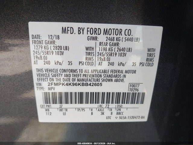 Ford Edge Titanium 2019 2FMPK4K96KBB42605 Image 9