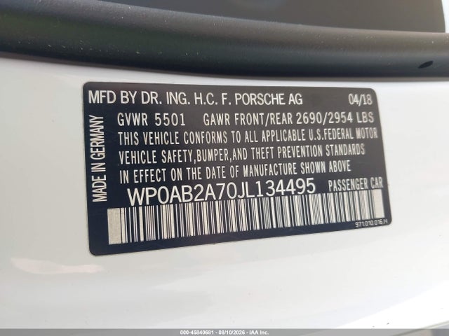 WP0AB2A70JL134495 Porsche Panamera 4s