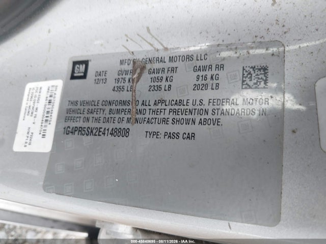 2014 Buick Verano Convenience Group მანქანა იყიდება აუქციონზე, vin: 1G4PR5SK2E4148808, აუქციონის ნომერი: 45840695
