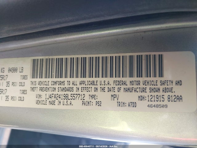 Aukcja sprzedaży 2008 Jeep Wrangler X, vin: 1J4FA24198L557712, numer aukcji: 45840711