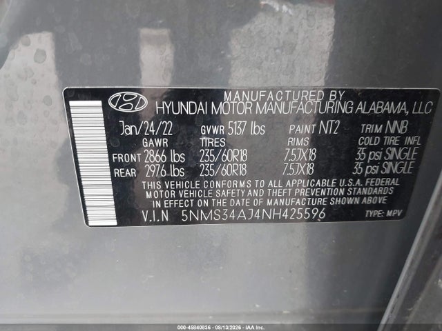 Hyundai Santa Fe Sel 2022 5NMS34AJ4NH425596 Image 9