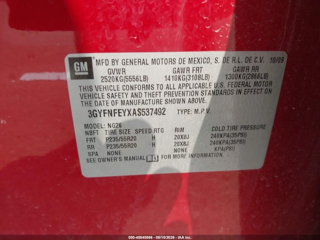 Продаж на аукціоні авто 2010 Cadillac Srx Premium Collection, vin: 3GYFNFEYXAS537492, номер лоту: 45840866
