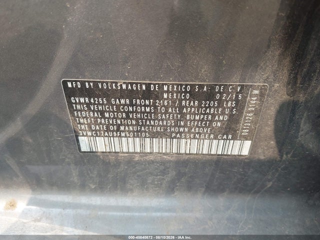 Aukcja sprzedaży 2015 Volkswagen Golf Sportwagen Tsi S 4-door, vin: 3VWC17AU9FM501105, numer aukcji: 45840872