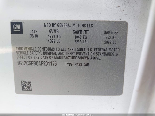 Продаж на аукціоні авто 2010 Chevrolet Malibu Lt, vin: 1G1ZC5EB0AF291175, номер лоту: 45840883