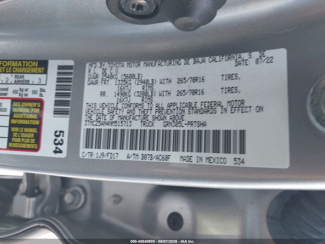 3TMCZ5AN4NM515713 Toyota Tacoma Trd Off Road
