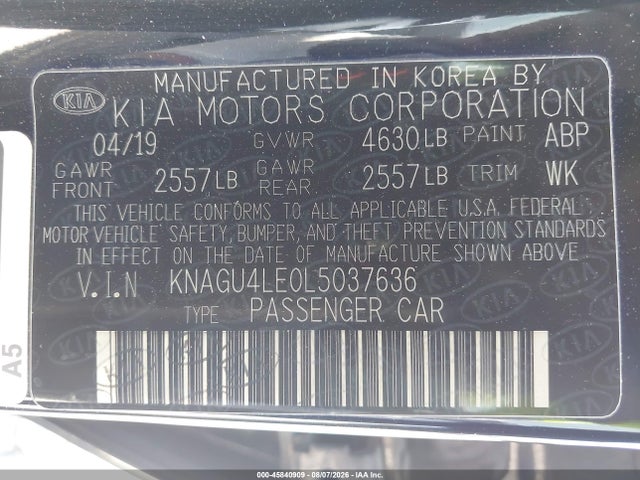 KIA Optima Hybrid Ex 2020 KNAGU4LE0L5037636 Image 9