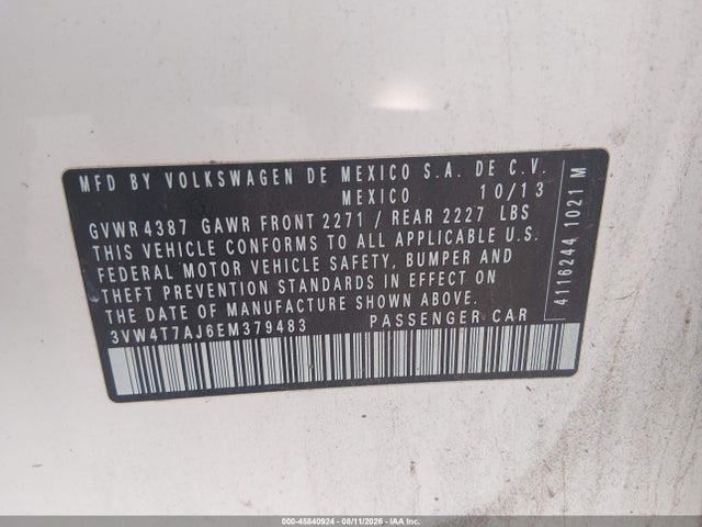 2014 Volkswagen Jetta Gli Autobahn მანქანა იყიდება აუქციონზე, vin: 3VW4T7AJ6EM379483, აუქციონის ნომერი: 45840924
