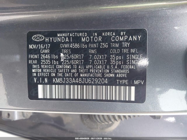 Hyundai Tucson Sel Plus 2018 KM8J33A48JU629204 Image 9