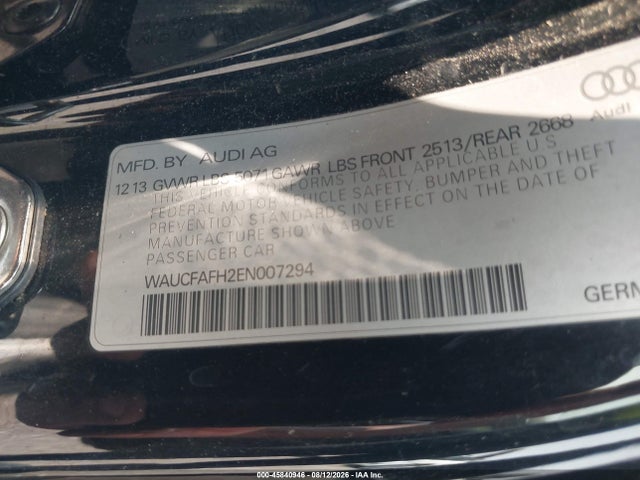 2014 Audi A5 2.0t Premium მანქანა იყიდება აუქციონზე, vin: WAUCFAFH2EN007294, აუქციონის ნომერი: 45840946