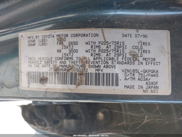 Продаж на аукціоні авто 1996 Toyota 4runner Sr5, vin: JT3HN86R0T0050382, номер лоту: 45840951