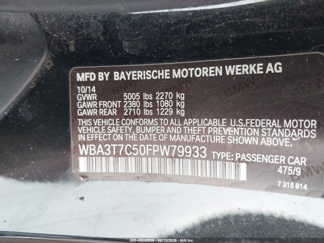 Aukcja sprzedaży 2015 Bmw 435i Xdrive, vin: WBA3T7C50FPW79933, numer aukcji: 45840956