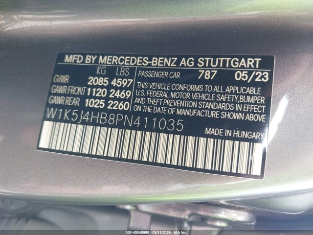 Продажа на аукционе авто 2023 Mercedes-benz Cla 250 Coupe 4matic, vin: W1K5J4HB8PN411035, номер лота: 45840990