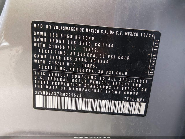 3VVRB7AX7RM225579 Volkswagen Tiguan 2.0t S