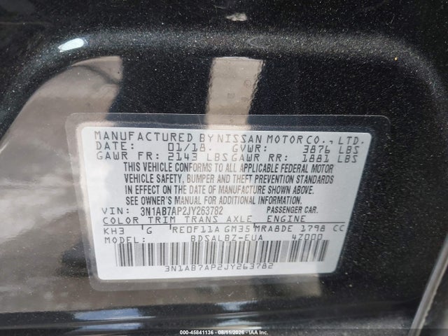Nissan SENTRA S 2018 3N1AB7AP2JY263782 Image 9