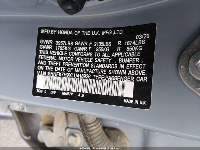 SHHFK7H9XLU418926 Honda Civic Sport Touring
