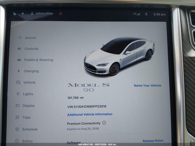 45841188 :رقم المزاد ، 5YJSA1CN9DFP23016 vin ، 2013 Tesla Model S مزاد بيع
