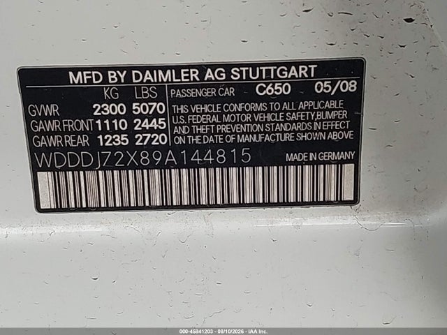 Продажа на аукционе авто 2009 Mercedes-benz Cls 550, vin: WDDDJ72X89A144815, номер лота: 45841203