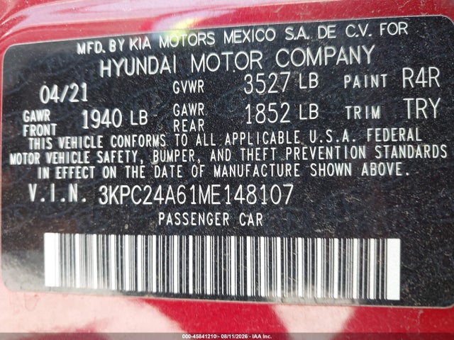 Hyundai ACCENT SE 2021 3KPC24A61ME148107 Image 9