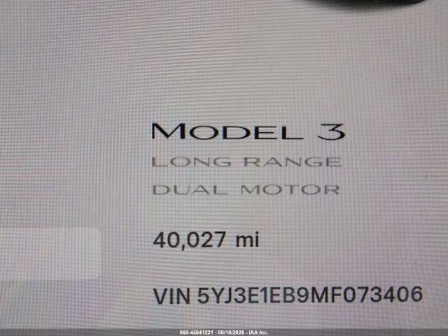 Tesla Model 3 Long Range Dual Motor All-wheel Drive 2021 5YJ3E1EB9MF073406 Image 14