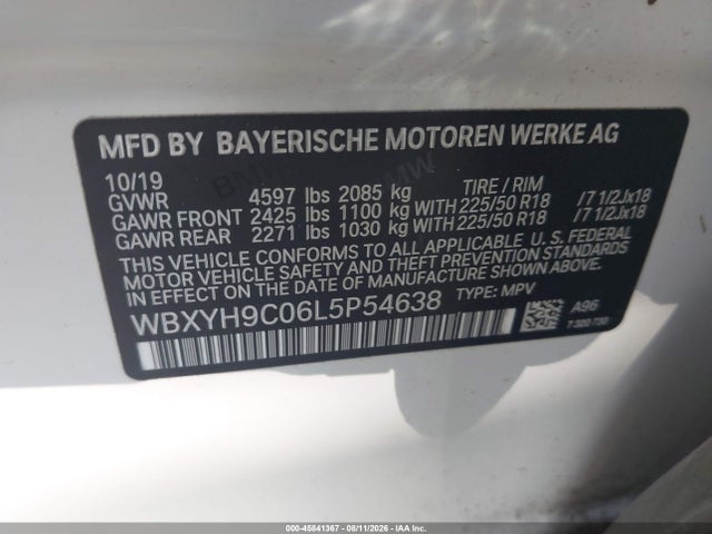 Aukcja sprzedaży 2020 Bmw X2 Sdrive28i, vin: WBXYH9C06L5P54638, numer aukcji: 45841367