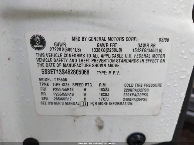 Aukcja sprzedaży 2006 Saab 9-7x 4.2i, vin: 5S3ET13S462805068, numer aukcji: 45841384