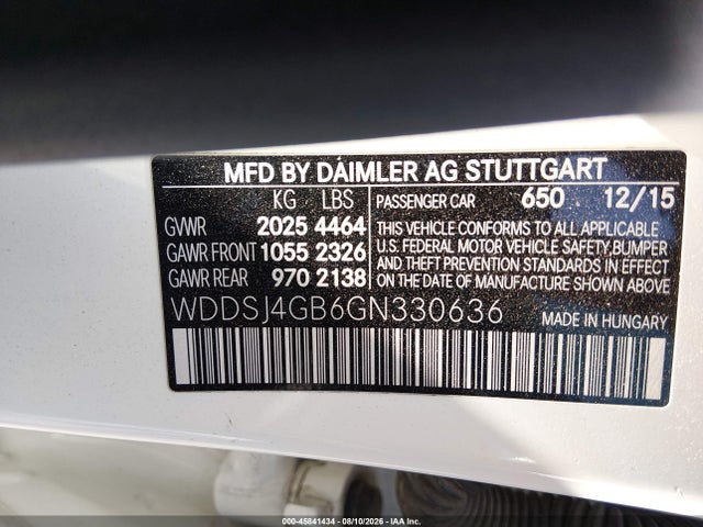 2016 Mercedes-benz Cla 250 4matic მანქანა იყიდება აუქციონზე, vin: WDDSJ4GB6GN330636, აუქციონის ნომერი: 45841434