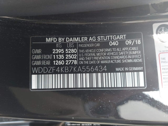 Aukcja sprzedaży 2019 Mercedes-benz E 300 4matic, vin: WDDZF4KB7KA556434, numer aukcji: 45841444