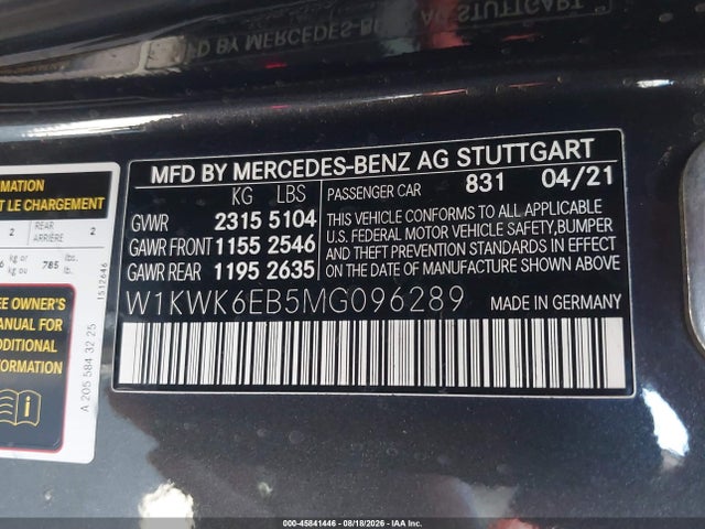 W1KWK6EB5MG096289 Mercedes-Benz Amg C 43 4matic