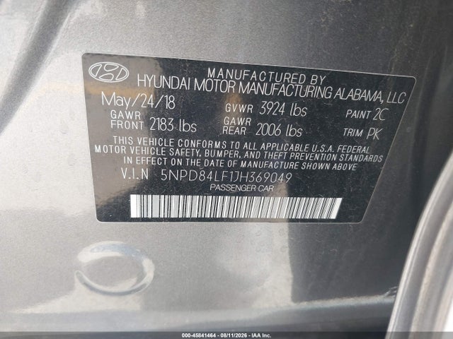 Продаж на аукціоні авто 2018 Hyundai Elantra Sel, vin: 5NPD84LF1JH369049, номер лоту: 45841464