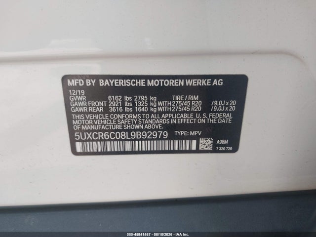 Aukcja sprzedaży 2020 Bmw X5 Xdrive40i, vin: 5UXCR6C08L9B92979, numer aukcji: 45841467