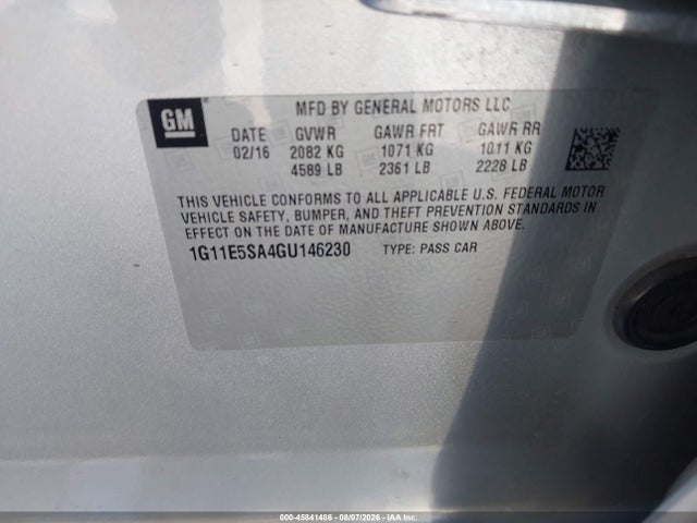 Aukcja sprzedaży 2016 Chevrolet Malibu Limited Ltz, vin: 1G11E5SA4GU146230, numer aukcji: 45841486